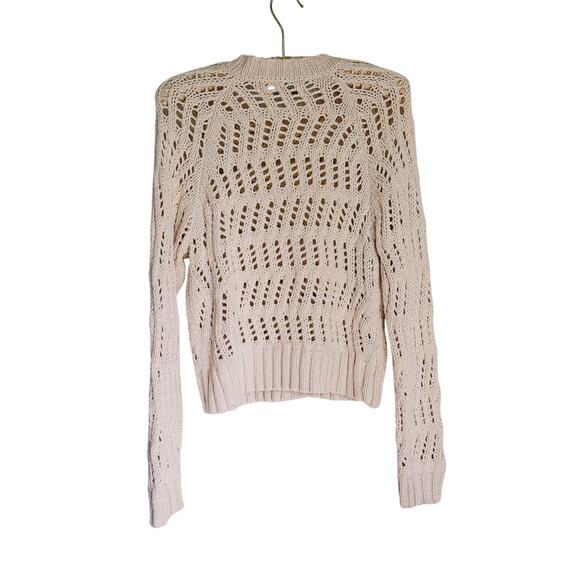 American Eagle Cream Crochet Long Sleeve Sweater Vintage XS Cozy Vintage Y2K - Picture 3 of 7
